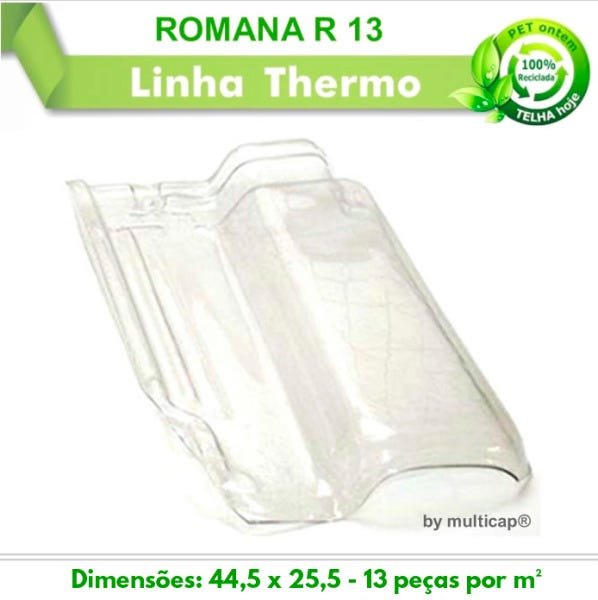 Telha Transparente Ecológica PET Romana R 13 331 - 2