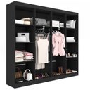 Ver imagem 3 de Closet Casal em L Ele e Ela 4 Metros 16 Prateleiras 4 Cabideiros Preto Fosco - Panorama Móveis