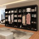 Ver imagem 2 de Closet Casal em L Ele e Ela 4 Metros 16 Prateleiras 4 Cabideiros Preto Fosco - Panorama Móveis