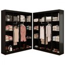 Ver imagem 1 de Closet Casal em L Ele e Ela 4 Metros 16 Prateleiras 4 Cabideiros Preto Fosco - Panorama Móveis