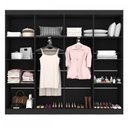 Ver mais imagens de Closet Casal em L Ele e Ela 4 Metros 16 Prateleiras 4 Cabideiros Preto Fosco - Panorama Móveis