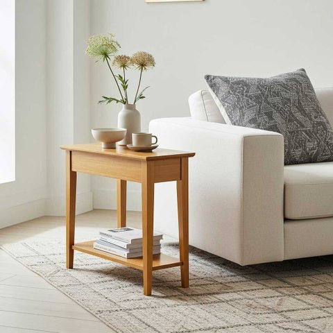 Mesa de Apoio Sofá com Nicho para Livros Madeira Mel Adan