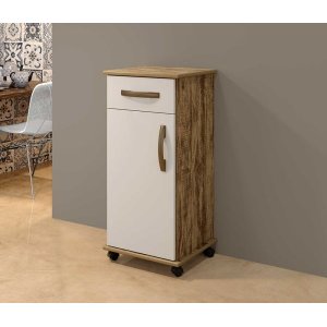 Balcão de Cozinha Tampo Mdf 1 Porta 1 Gaveta Palmas Arte Móveis Ipê / Off White