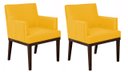 Ver imagem 1 de Kit 2 Poltronas Decorativa Vitória Couro Amarelo Pés Madeira Ms Decor