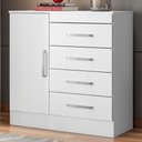 Ver imagem 4 de Cômoda Fidji 1 Porta 4 Gavetas MDP Branco Rosa Demóbile