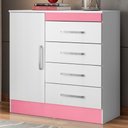 Ver imagem 1 de Cômoda Fidji 1 Porta 4 Gavetas MDP Branco Rosa Demóbile