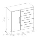 Ver imagem 2 de Cômoda Fidji 1 Porta 4 Gavetas MDP Branco Rosa Demóbile