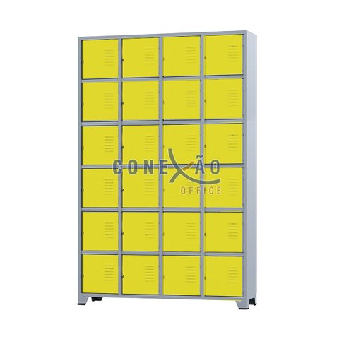 Armário Roupeiro De Aço 24 Portas Para Vestiário Academia Locker Amarelo