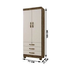 Armário Multiuso 2 Portas 3 Gavetas Pequim Arte Móveis Ipê Off White - 2