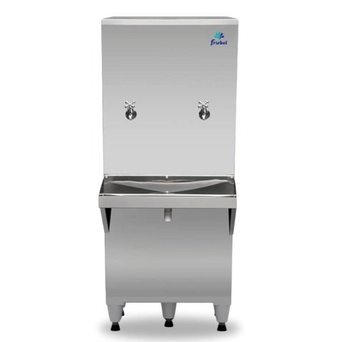 Bebedouro Industrial de Coluna RA05 2 Torneiras Agua Natural e Gelada 50L Inox Frisbel 220V