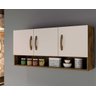 Armário Aéreo Para Cozinha Suspenso 3 Portas Plus Arte Móveis Ipê / Off White - 1