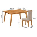 Ver imagem 2 de Conjunto Mesa Retangular 120x90 com 8 Cadeiras Blend Pés Madeira Maciça Sala Premium Moderna - Bege