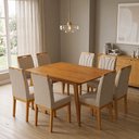 Ver imagem 3 de Conjunto Mesa Retangular 120x90 com 8 Cadeiras Blend Pés Madeira Maciça Sala Premium Moderna - Bege