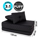 Ver imagem 2 de Puff Multiuso Bordado Matelassê com Travesseiro 3 em 1 Casal Preto Bf Colchões