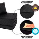 Ver imagem 5 de Puff Multiuso Bordado Matelassê com Travesseiro 3 em 1 Casal Preto Bf Colchões