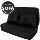 Ver imagem 3 de Puff Multiuso Bordado Matelassê com Travesseiro 3 em 1 Casal Preto Bf Colchões