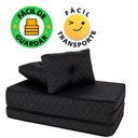 Ver mais imagens de Puff Multiuso Bordado Matelassê com Travesseiro 3 em 1 Casal Preto Bf Colchões