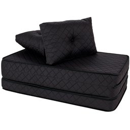 Puff Multiuso Bordado Matelassê com Travesseiro 3 em 1 Casal Preto Bf Colchões - 1