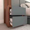 Ver mais imagens de Cama Solteiro Cabeceira e Mesa C/ 2 Gavetas sob Medida Mdf Cor:nogueira Cadiz com Cinza Sagrado