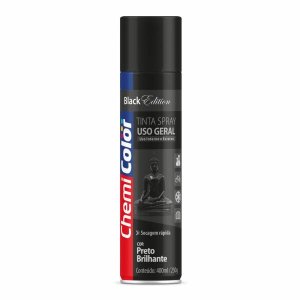 Tinta Spray Preto Brilhante Uso Geral Multiuso 400Ml