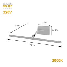 Arandela Luminária Quadro Espelho Led 3000k Prata 220v - 6