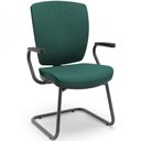 Ver imagem 2 de Kit 3 Cadeiras de Escritório Fixa Executiva Office Preto Slim Alta Flexi P03 Poliéster Verde - 