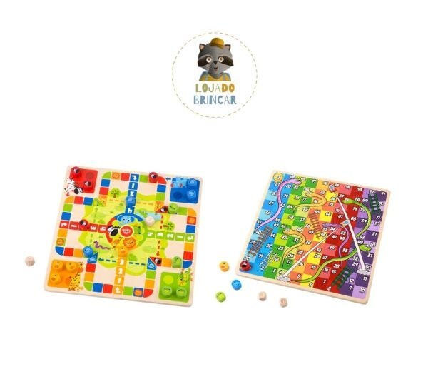 Tabuleiro Brincando Jogar Ludo e Jogos das Compras 2 em 1 3+