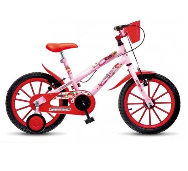 Bicicleta Colli Moranguinho Aro 16 com Rodinhas e Freios V-Brake ...