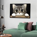 Ver imagem 1 de Quadro Decorativo Gato Olhar Muro - 50x70cm:moldura Branca