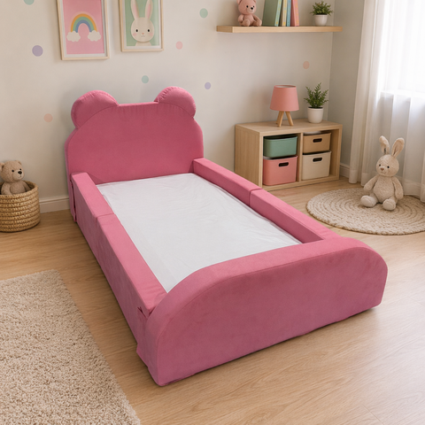 Cama Montessoriana Lorena Juvenil Ursinho Veludo