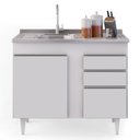 Ver imagem 6 de Balcão Gabinete 100cm Sem Tampo 3 Portas 2 Gavetas Luziania Branco - Lumil Móveis