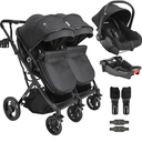 Ver imagem 1 de Carrinho Kiddo para Gemeos com Bebe Conforto Colinho Base Vox Ii Preto
