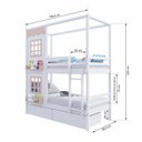 Ver imagem 4 de Beliche Casinha Reta com 02 Janelas e 02 Gavetas Madeira Maciça Branco/ Rosa Housin