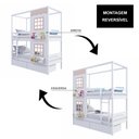 Ver imagem 6 de Beliche Casinha Reta com 02 Janelas e 02 Gavetas Madeira Maciça Branco/ Rosa Housin