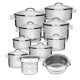 Jogo de Panelas 10 Peças Inox Fundo Triplo Solar Tramontina - 1