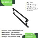 Ver imagem 3 de Puxador De Porta Preto Inox Vidro Pivotante 60cm M.S