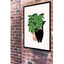 Ver imagem 2 de Quadro Decorativo Gato Preto Vaso de Planta - 70x50cm:moldura Branca