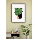 Ver imagem 1 de Quadro Decorativo Gato Preto Vaso de Planta - 70x50cm:moldura Branca
