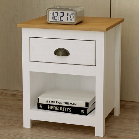 Mesa de Cabeceira com 1 Gaveta e 1 Nicho Madeira Maciça - Br