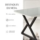 Ver mais imagens de Mesa para Sala de Jantar Retangular 120x90cm MDF com Vidro Império Branco/Preto Fosco/Off White