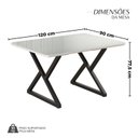 Ver imagem 3 de Mesa para Sala de Jantar Retangular 120x90cm MDF com Vidro Império Branco/Preto Fosco/Off White