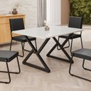 Ver imagem 2 de Mesa para Sala de Jantar Retangular 120x90cm MDF com Vidro Império Branco/Preto Fosco/Off White