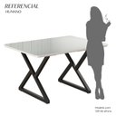 Ver imagem 4 de Mesa para Sala de Jantar Retangular 120x90cm MDF com Vidro Império Branco/Preto Fosco/Off White