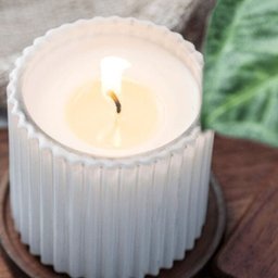 Vela em Copo de Vidro Canelado Branco - 1
