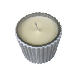 Vela em Copo de Vidro Canelado Branco - 2