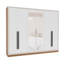 Ver imagem 2 de Guarda-roupa Valência 6 Portas 4 Gavetas com Espelho Freijó/branco - Politorno