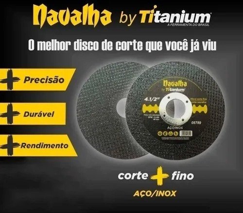 Discos Corte Fino Navalha 4.1/2 X 1,0 X 7/8 Titanium 50 Uni - 5