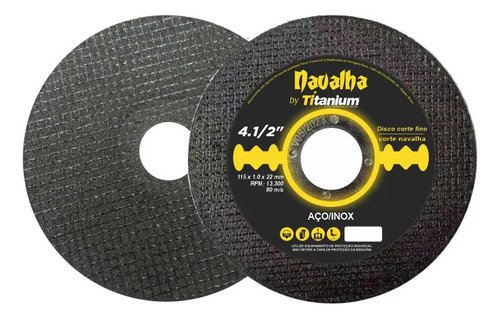 Discos Corte Fino Navalha 4.1/2 X 1,0 X 7/8 Titanium 50 Uni - 7