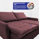 Ver imagem 2 de Sofá sem Caixa Retrátil 1,60m Softgel Luna Velusoft Vinho Cama Inbox