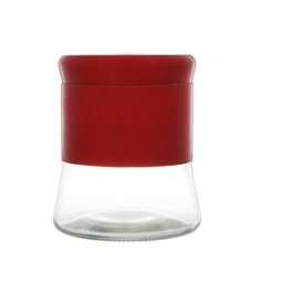 POTE HERMÉTICO 750ML VIDRO COM TAMPA INOX VERMELHO - 1